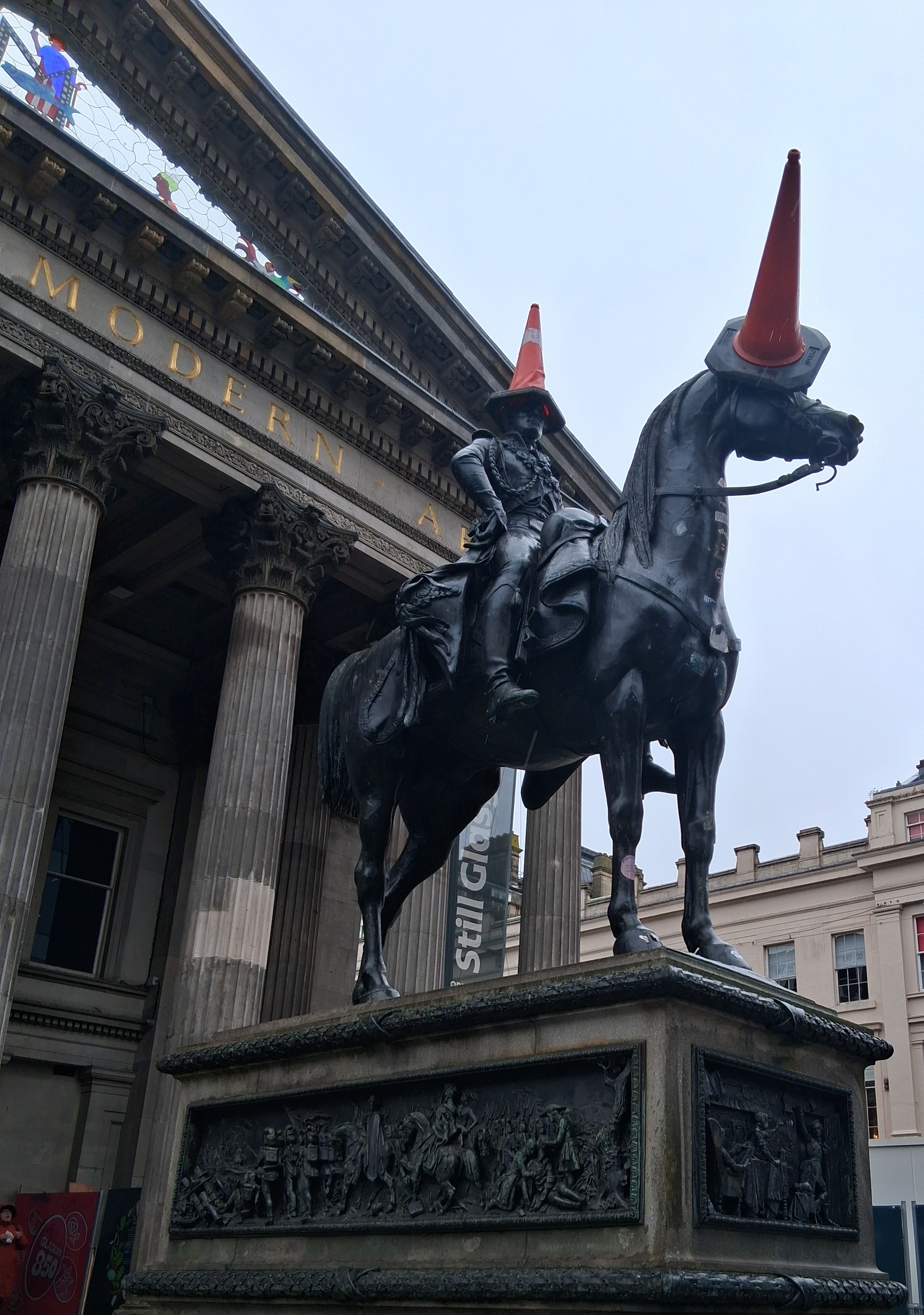The Duke of Wellington statue outside the Gallery of Modern Art in Glasgow